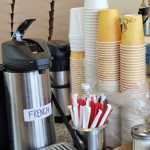 Coffee.  Donut shop architypical donut shop coffee! I need say no more!