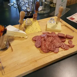 meat, cheese and crackers to go with the wine