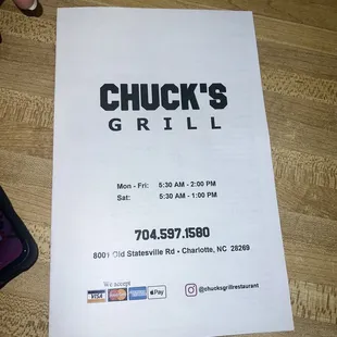 Menu cover