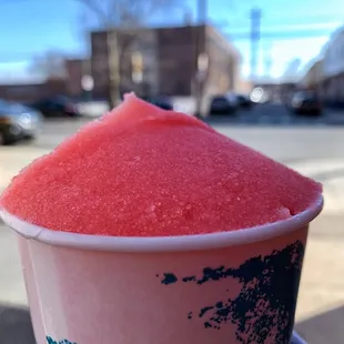 a cup of frozen watermelon