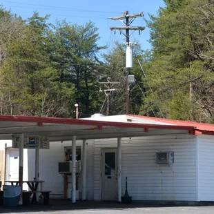 a truck parked in front of a gas station