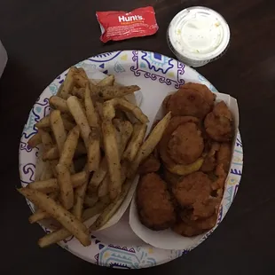Sour cream fries and fried squash