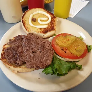 Hamburger and fixings.