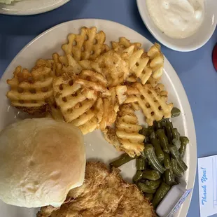 Chicken Fried Chicken with waffle fries