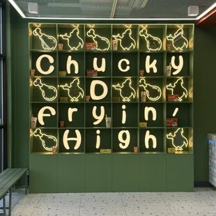 Inside wall by cashier