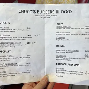 Menu, August 2023