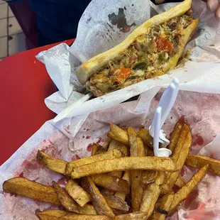 fries and el chingon dog
