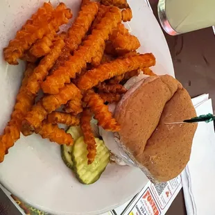 Black bean burger with sweet potato  fries