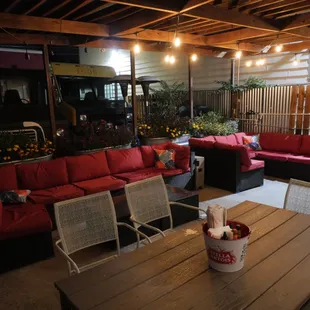 Nice patio out back. Gotta love the fu-manchu mustache on the grille of the truck.