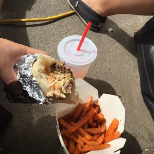 Korean beef w/ chipotle sauce, sweet potato fries w/ lime