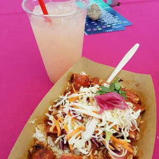 strawberry basil lemonade with my fresh poke bowl!