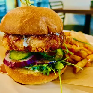 Saturday - salmon teriyaki burger w/togarashi fries