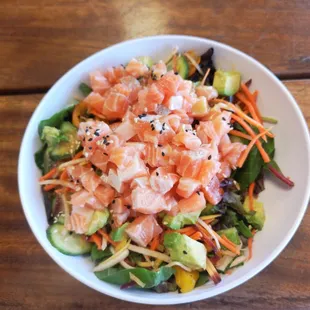 Custom salmon, half rice and mixed greens bowl. Outrageously good. This is the golden recipe! Subbed tuna for salmon. $24