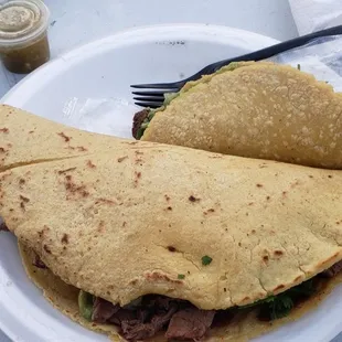 Kekas taco and regular taco side by side.