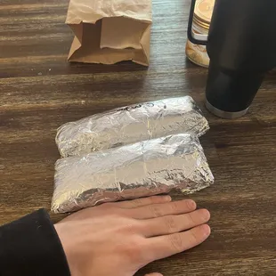 The breakfast burritos are huge!