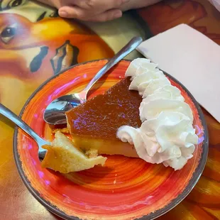 The flan is homemade and ohhh so good! It has a nice custard texture. Loved it!!!