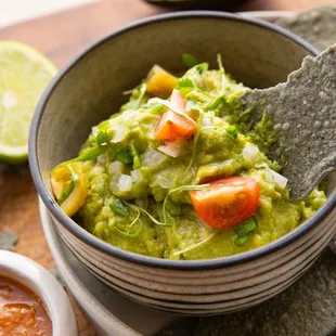 Fresh Guacamole with Avocado, Pico de Gallo, Cilantro, Handmade Corn Tostadas