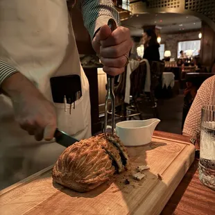 Serving the Beef Wellington