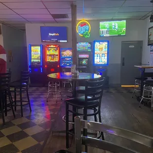 Back bar area with arcade and gambling