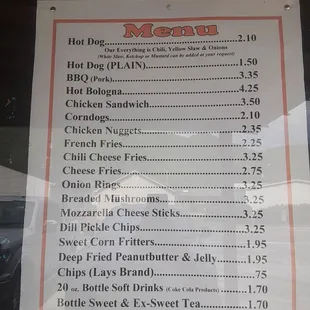 menu