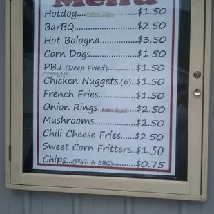 The menu board