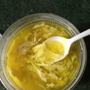 Egg drop soup with wontons