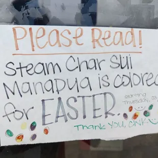 Easter 2023: sign on the door