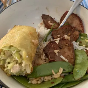 BBQ Pork and egg roll.