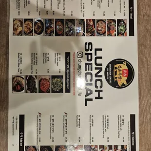 Lunch special menu