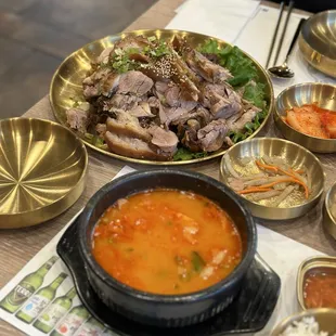 Jokbal &amp; spicy soondae soup
