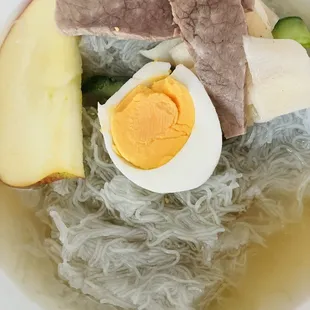 Buckwheat Noodles in Chilled Beef Broth--refreshing!