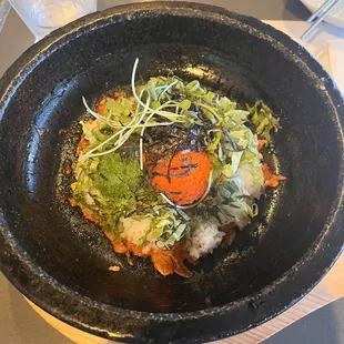 S9. Hot Stone Plate Bibimbap with Kimchi.
