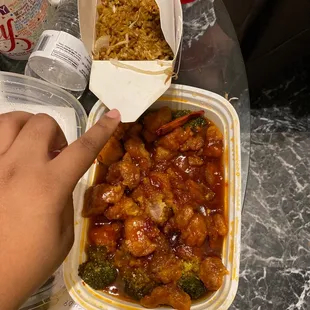 General Tso chicken and fried rice