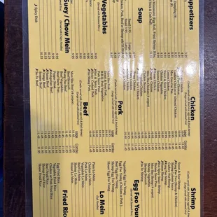 menu