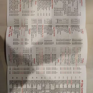 Menu back