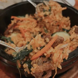 the way they used to make dolsot bibimbap! so much more flavor than how they make it now.