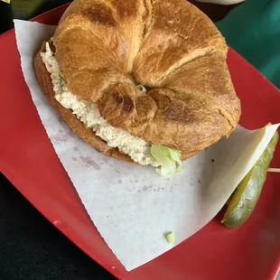 Mandarin chicken sandwich on croissant