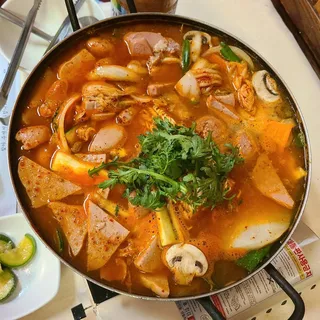 Spicy Mixed Casserole with Spam, Sausage & Noodles
