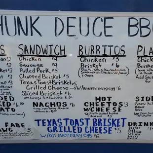 Lunch and dinner menu
