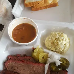 This was my brisket plate and added sausage damn good.