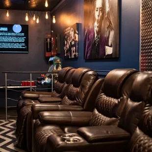 a row of leather recliners