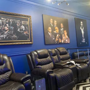 a row of leather recliners