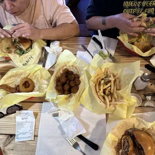 Burgers were great. But we got cold fries and cold onion rings..