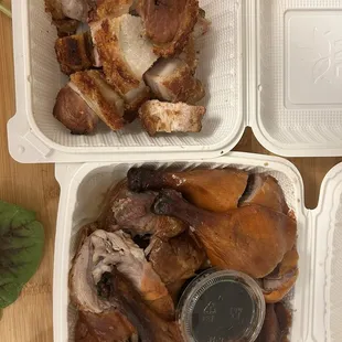 Roasted pork and duck