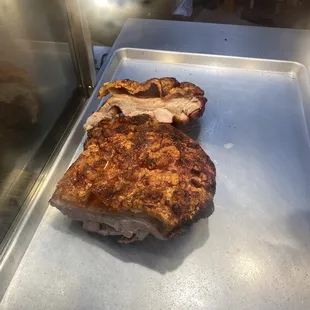 Perfectly roasted pork - crunchy skin juicy meat!