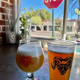 Enjoying beers at the window seats inside Chupa :)