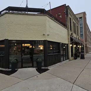 the corner of a city street