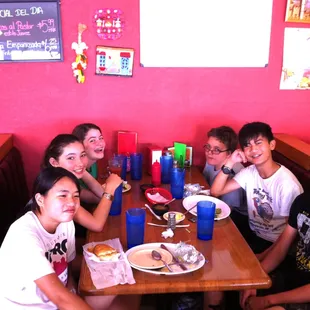 Some of our youth at lunch together.
