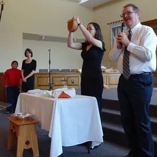 Celebrating communion.