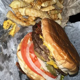 Double What - A - Cheeseburger with bacon Small Fries